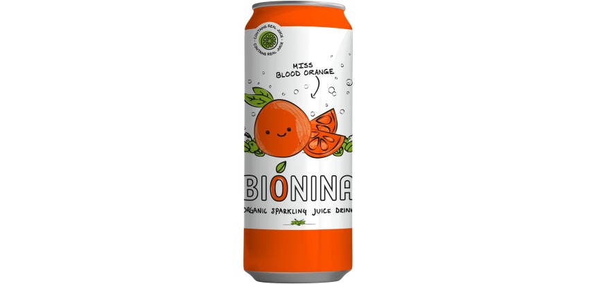 Bionina Miss Blood Orange, canette de 33 cl, paquet de 12 pièces