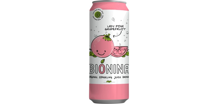 Bionina Lady Pink Grapefruit, blik van 33 cl, pak van 12 stuks