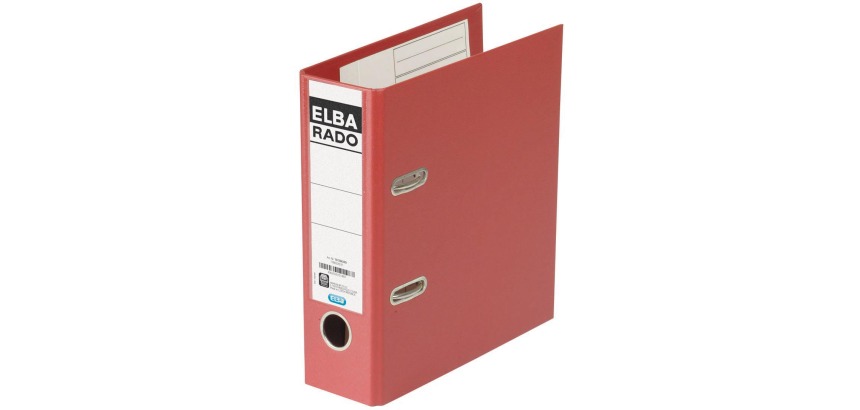 Elba Rado Plast binder for A5 upright format, dark red, 7.5 cm spine