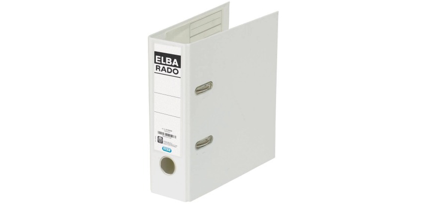 Elba Rado Plast binder for A5 size upright, white, 7.5 cm spine