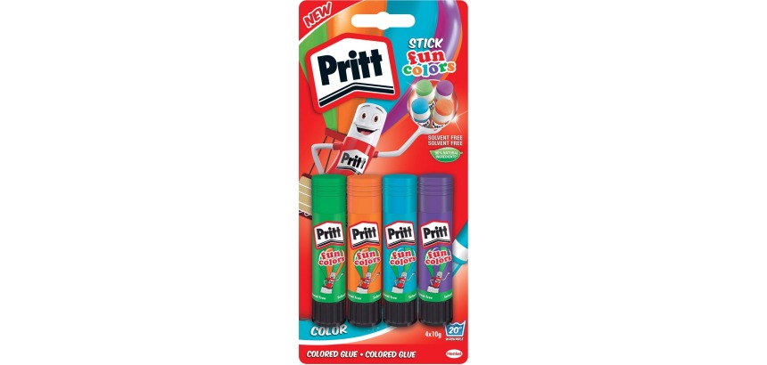 Pritt bâton de colle Fun Colors 10 g, blister de 4 pièces