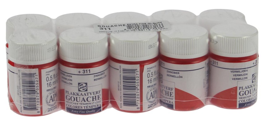 Talens Gouache Extra Fein Flasche 16 ml, Zinnoberrot