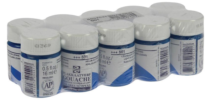 Talens Extra Fine gouache bottle of 16 ml, light blue (cyan)