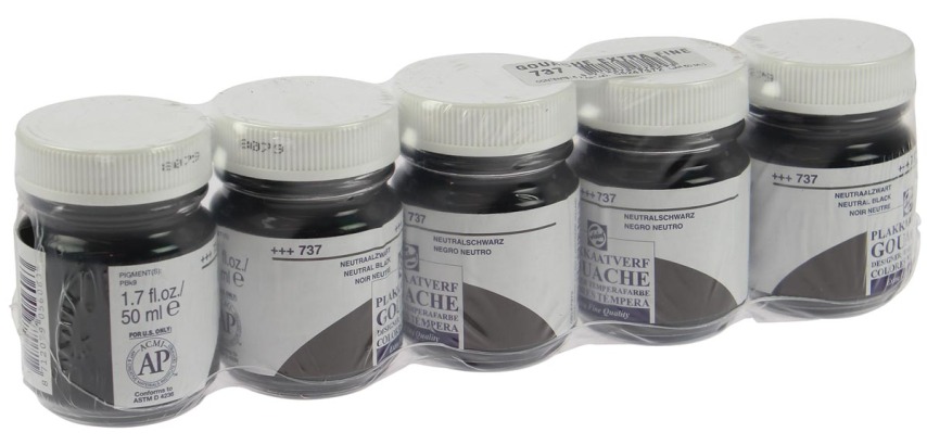 Talens Gouache Extra Fein Flasche 16 ml, Neutral Schwarz