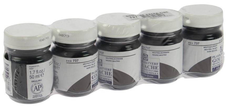 Talens Extra Fine gouache, 16 ml bottle, neutral black