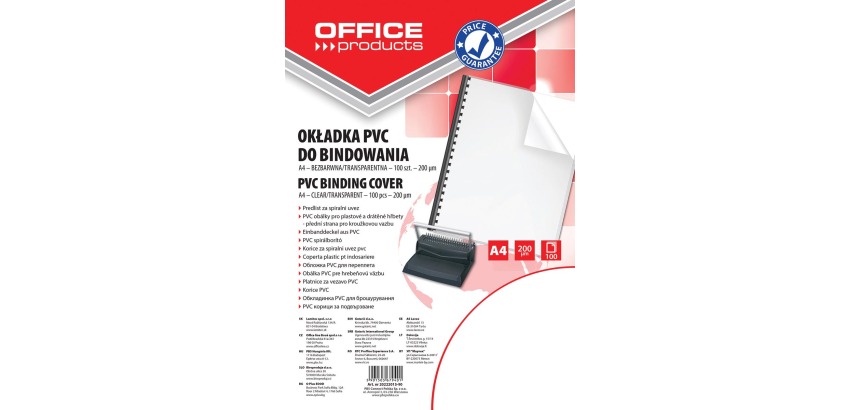 OFFICE products couvertures, A4, PVC, 200 microns, paquet de 200 pièces, transparent