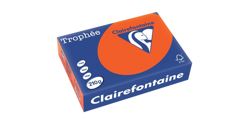 Clairefontaine Trophée Intens, papier couleur, A4, 210 g, 250 feuilles, églantine