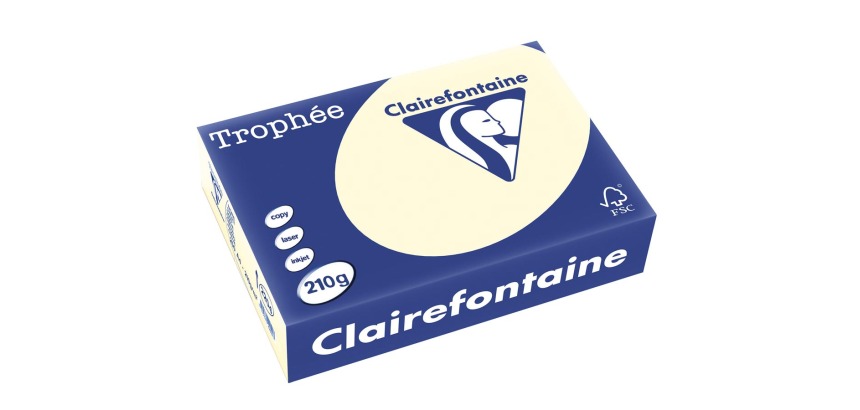 Clairefontaine Trophée Pastel, papier couleur, A4, 210 g, 250 feuilles, ivoire