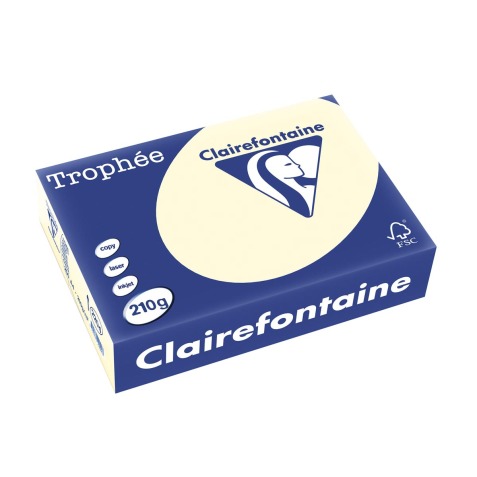 Clairefontaine Trophée Pastel, gekleurd papier, A4, 210 g, 250 vel, crème