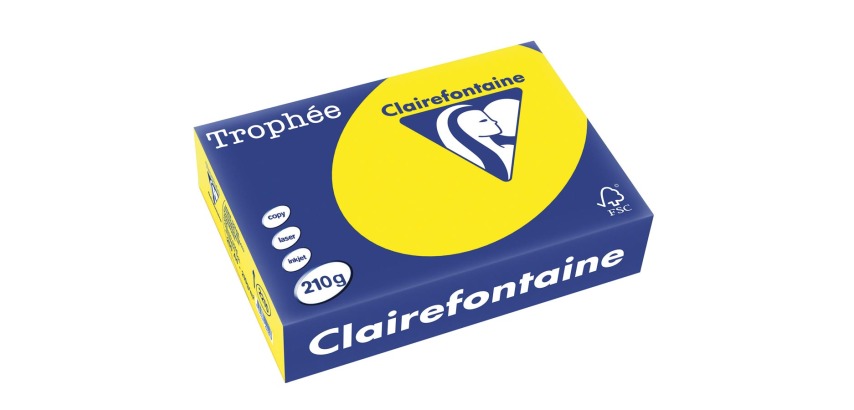 Clairefontaine Trophée Intens, papier couleur, A4, 210 g, 250 feuilles, jaune soleil