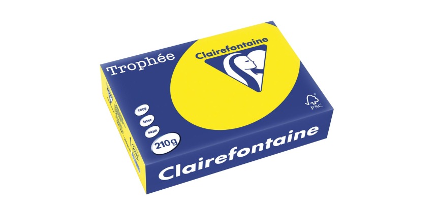 Clairefontaine Trophy Intens, colored paper, A4, 210 g, 250 sheets, sun yellow