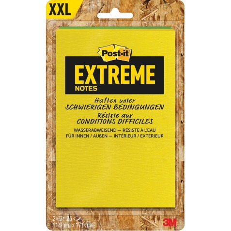 Post-it® Extreme Notes, ft 114 mm  x 171 mm, 2 blocs de 25 feuilles, couleurs assorties