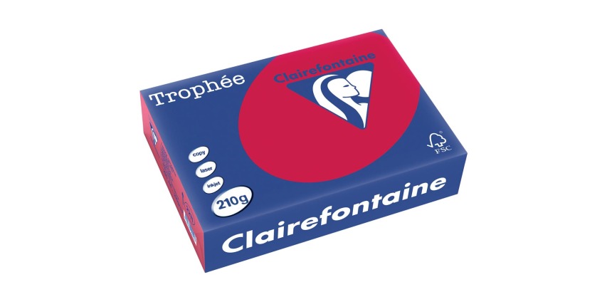 Clairefontaine Trophée Intens, gekleurd papier, A4, 210 g, 250 vel, kersenrood