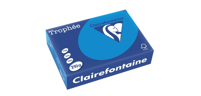 Clairefontaine Trophée Intens, papier couleur, A4, 210 g, 250 feuilles, turquoise