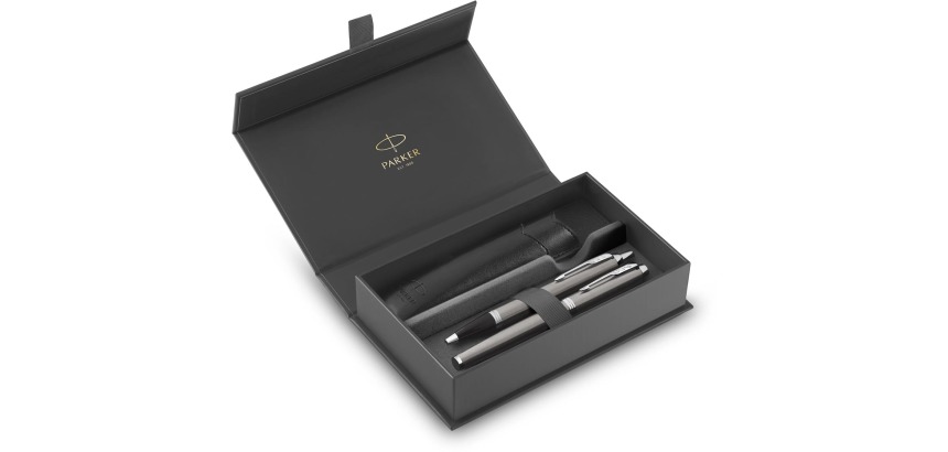 Balpen en vulpen Parker IM met etui stainless steel CT medium 3 stuks