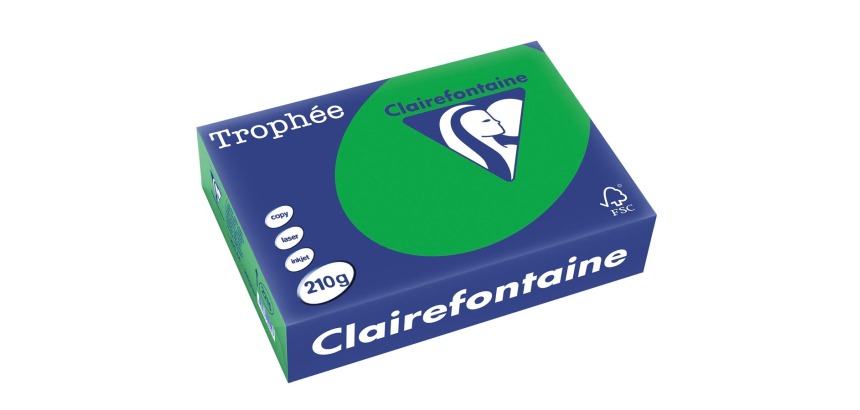 Clairefontaine Trophée Intens, colored paper, A4, 210 gsm, 250 sheets, billiard green