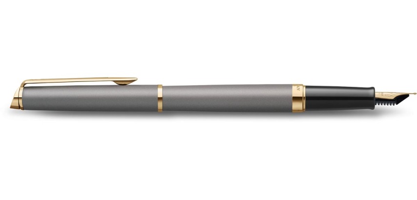 Waterman Hémisphère Metallic Füllfederhalter, fein, grau GT, Geschenkschachtel