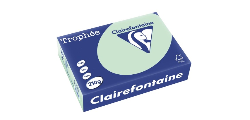Clairefontaine Trophée Pastell, farbiges Papier, A4, 210 g, 250 Blatt, grün