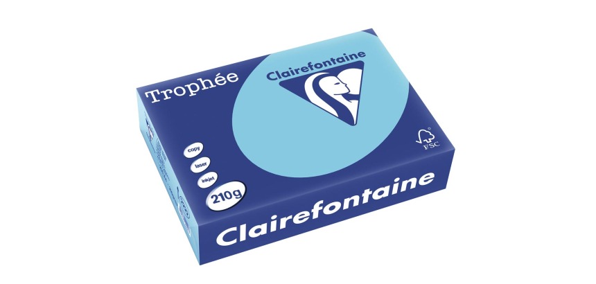 Clairefontaine Trophée Pastel, gekleurd papier, A4, 210 g, 250 vel, helblauw