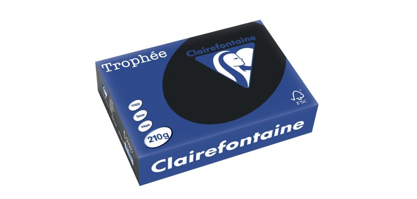 Clairefontaine Trophée Pastel, papier couleur, A4, 210 g, 250 feuilles, zwart