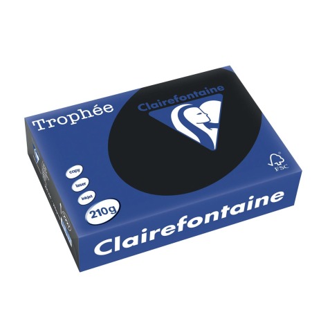 Clairefontaine Trophée Pastel, gekleurd papier, A4, 210 g, 250 vel, zwart