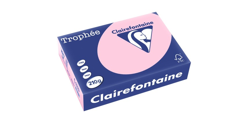 Clairefontaine Trophée Pastel, gekleurd papier, A4, 210 g, 250 vel, roze
