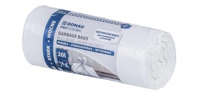 DONAU PROFESSIONAL garbage bag, 12 microns, size 56 x 44 cm, 20 liters, white, pack of 20 pieces
