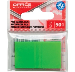 OFFICE products index, 25 x 43 mm, sachet suspendu de 50 pièces, vert