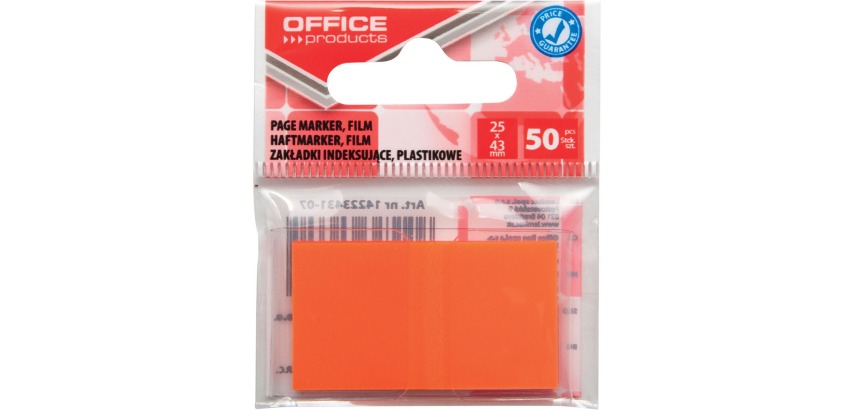 OFFICE products index, 25 x 43 mm, ophangzakje van 50 tabs, oranje