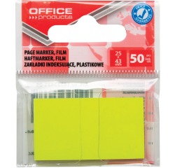 OFFICE products index, 25 x 43 mm, sachet suspendu de 50 pièces, geel