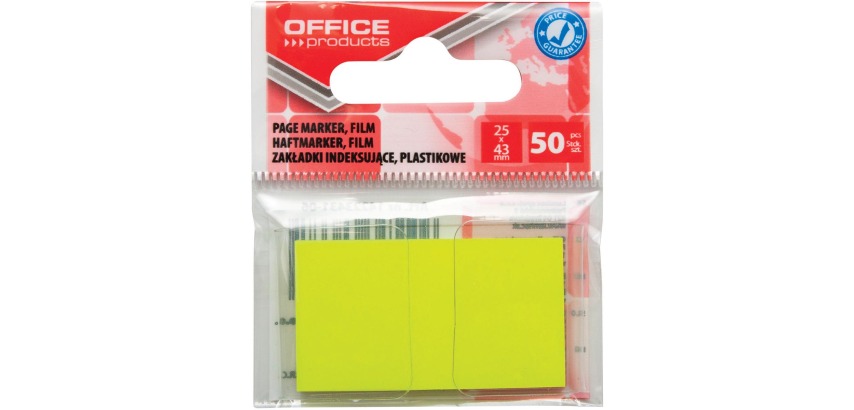 OFFICE-Produkte Index, 25 x 43 mm, hängender Beutel mit 50 Stück, gelb
