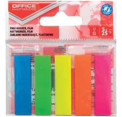 OFFICE products index, ft 12 x 45 mm, sachet suspendu de 5 x 25 pièces, couleurs assorties