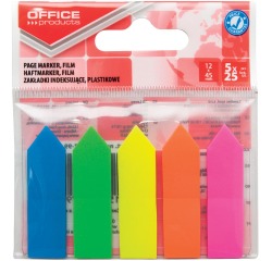 OFFICE products index flèches, 12 x 45 mm, sachet suspendu de 5 x 25 pièces,  couleurs assorties