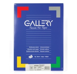 Gallery étiquettes blanches, ft 38,1 x 21,2 mm (l x h), coins arrondis, 65 par feuille