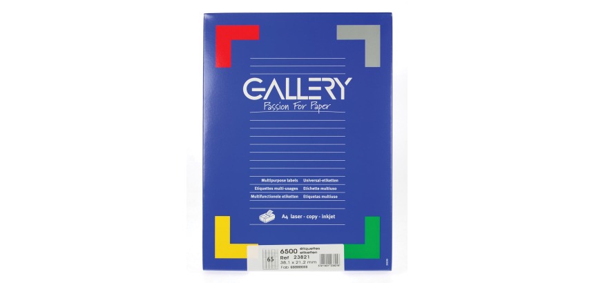 Gallery witte etiketten ft 38,1 x 21,2 mm (b x h), ronde hoeken, doos van 6.500 etiketten