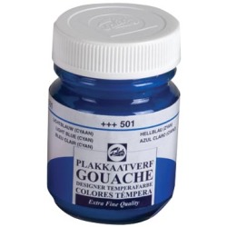 Talens gouache Extra Fine flacon de 50 ml, bleu clair (cyan)