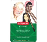 Derwent crayon aquarellable Academy , boîte métallique de 12 pièces en couleurs assorties