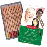 Derwent crayon aquarellable Academy , boîte métallique de 12 pièces en couleurs assorties