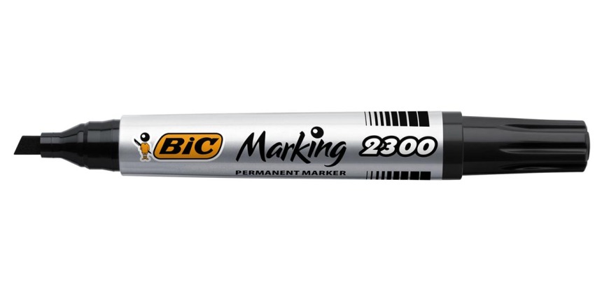 Bic permanent marker 2000-2300 zwart, schrijfbreedte 3 - 5,5 mm, schuine punt