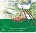 Derwent crayon aquarellable Academy , boîte métallique de 24 pièces en couleurs assorties
