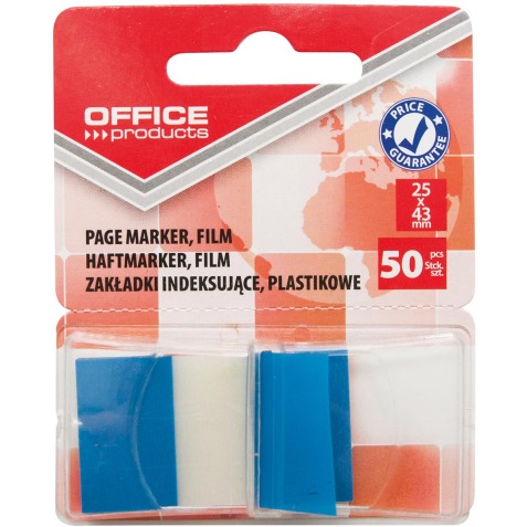 OFFICE products index, 25 x 43 mm, blister de 50 pièces, bleu