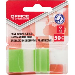Office Products index, 25 x 43 mm, blister van 50 tabs, groen