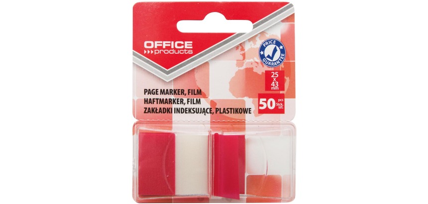 OFFICE products index, 25 x 43 mm, blister pack of 50 pieces, red