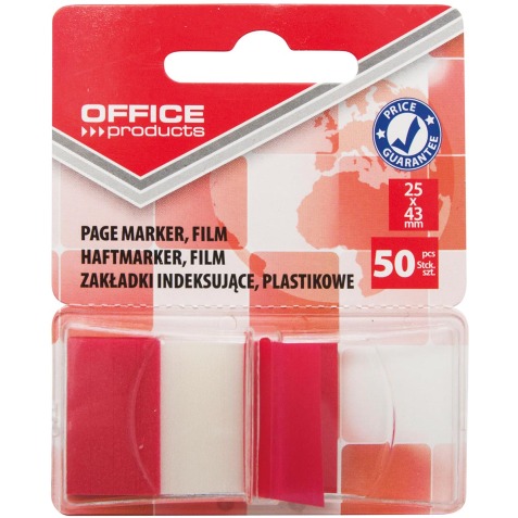 OFFICE Products index, 43 x 25 mm, blister van 50 tabs, rood