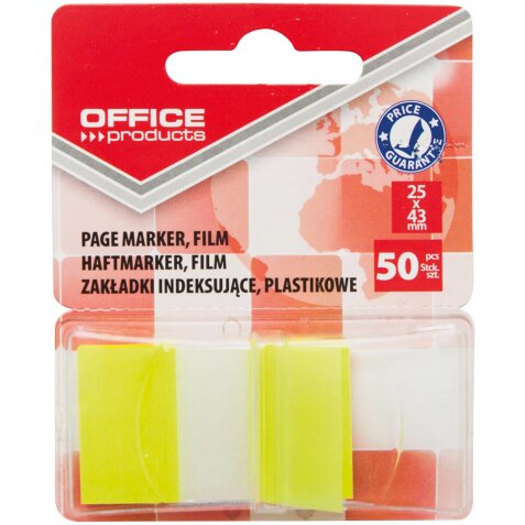 Office Products index, 25 x 43 mm, blister de 50 pièces, jaune