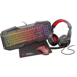 Trust GXT 1180RW 4-in-1 Gaming Set avec micro-casque, clavier (azerty), souris et tapis de souris