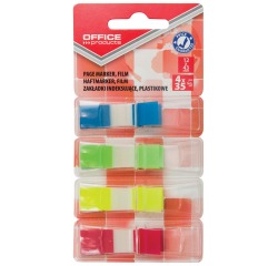 OFFICE Products index, ft 43 x 12 mm, geassorteerde kleuren, blister van 4 x 35 tabs