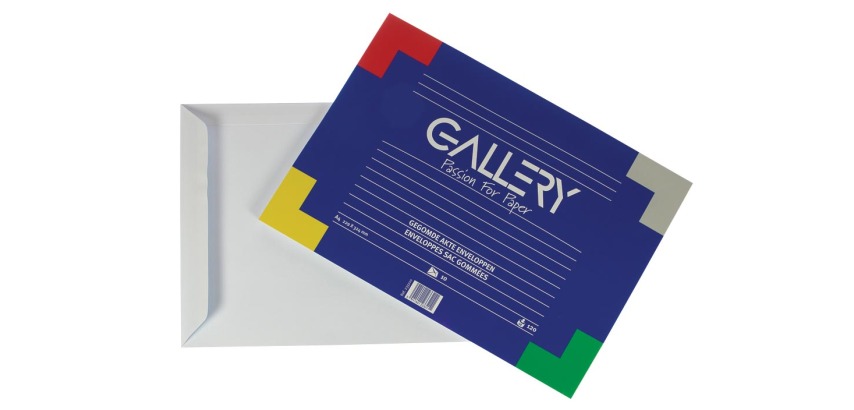 Gallery enveloppen ft 229 x 324 mm, gegomd, binnenzijde blauw, pak van 10 stuks