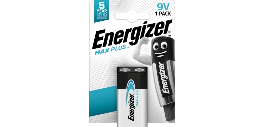 Energizer Max Plus 9V battery, in blister pack