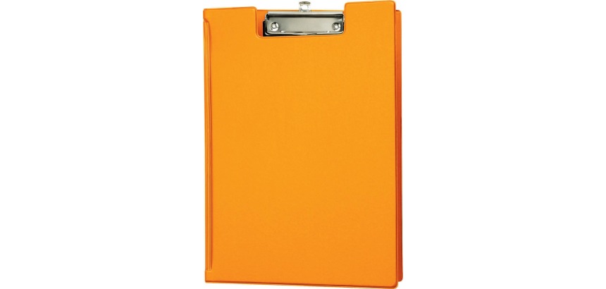 Porte-bloc à rabat Maul A4 portrait avec boucle-stylo PVC néon orange
